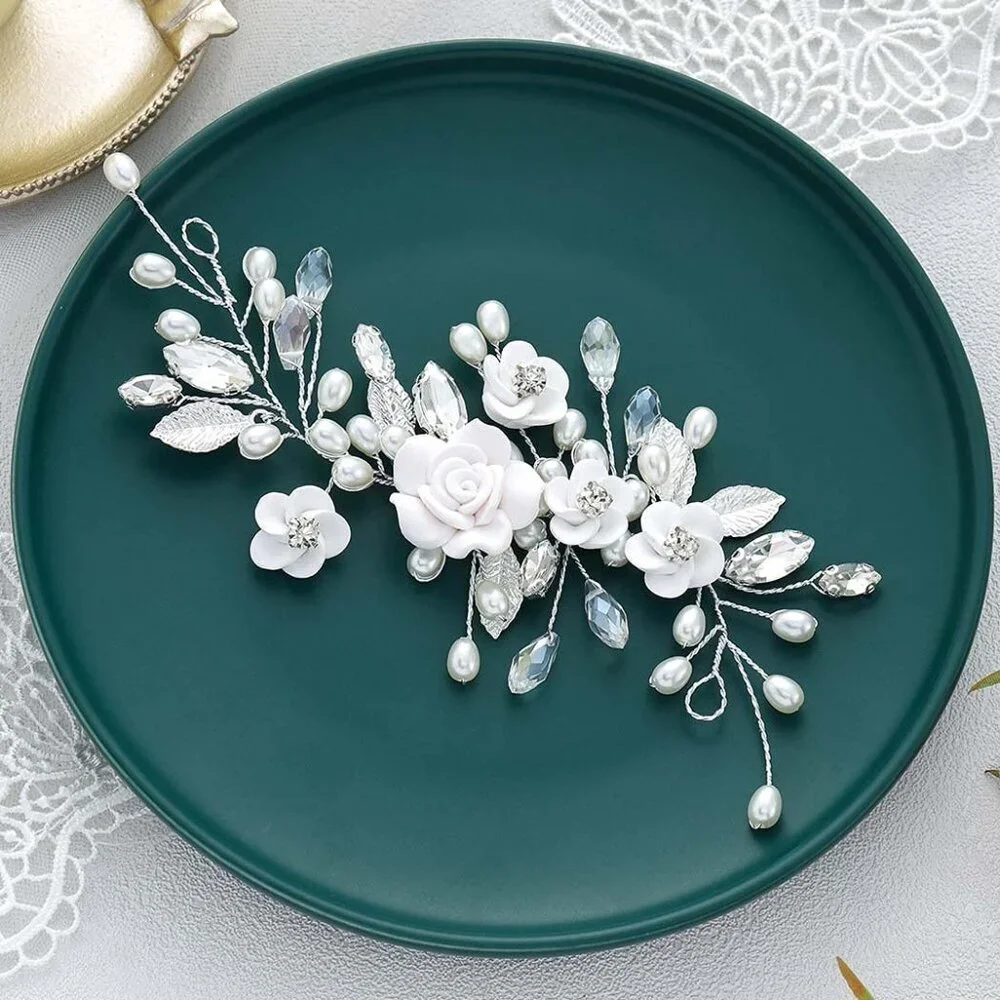 Wedding Hair Vine Pearl Bridal Hair Piece Crystal Accessory for Women- NWT